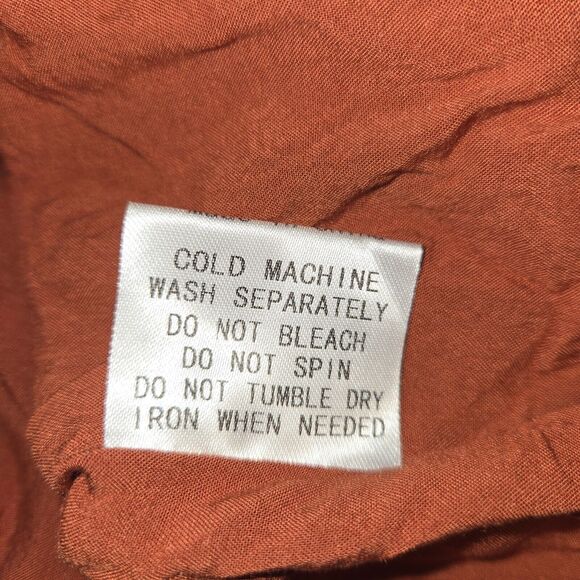 Bohme Womens Small Floral Blouse Orange Long Sleeve Prairie Flowy Lightweight - Picture 11 of 11